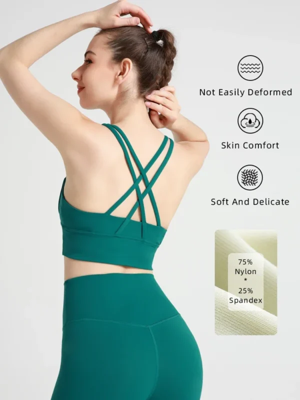 New Summer Sexy Sports Bras Women Fitness Vest Sports Top Cross Back Yoga Bra Running Fitness Breathable Shockproof Yoga Bra - obrazek 4