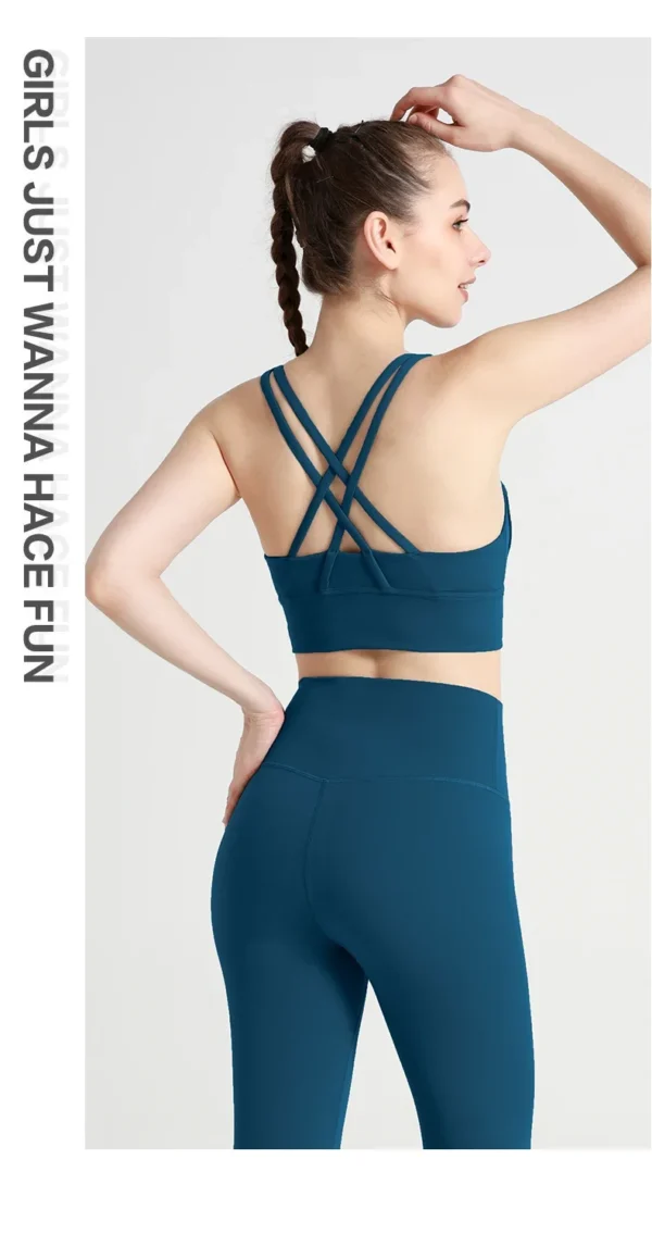 New Summer Sexy Sports Bras Women Fitness Vest Sports Top Cross Back Yoga Bra Running Fitness Breathable Shockproof Yoga Bra - obrazek 39