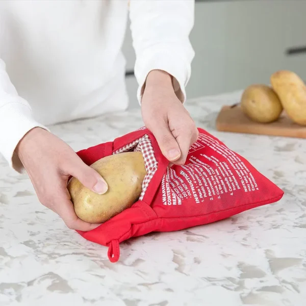 Microwave Potato Bag Reusable Express Microwave Potato Cooker Bag Baked Potato Cooker Perfect Potatoes 4 Minutes Red Baked Pouch - obrazek 2