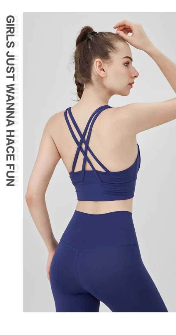 New Summer Sexy Sports Bras Women Fitness Vest Sports Top Cross Back Yoga Bra Running Fitness Breathable Shockproof Yoga Bra - obrazek 35