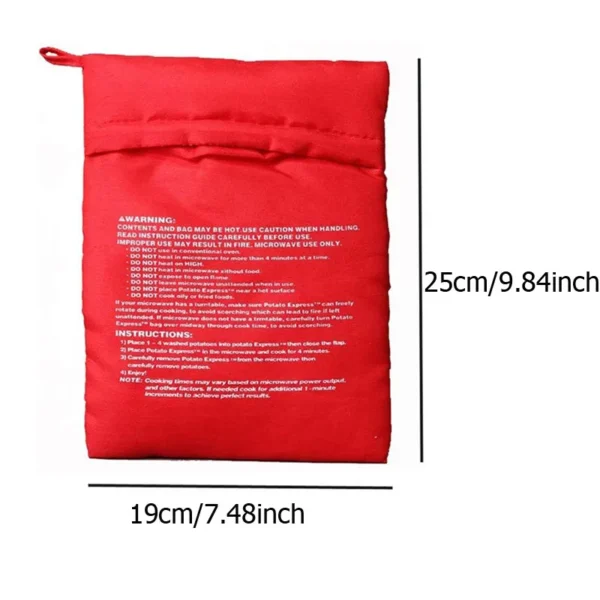 Microwave Potato Bag Reusable Express Microwave Potato Cooker Bag Baked Potato Cooker Perfect Potatoes 4 Minutes Red Baked Pouch - obrazek 6