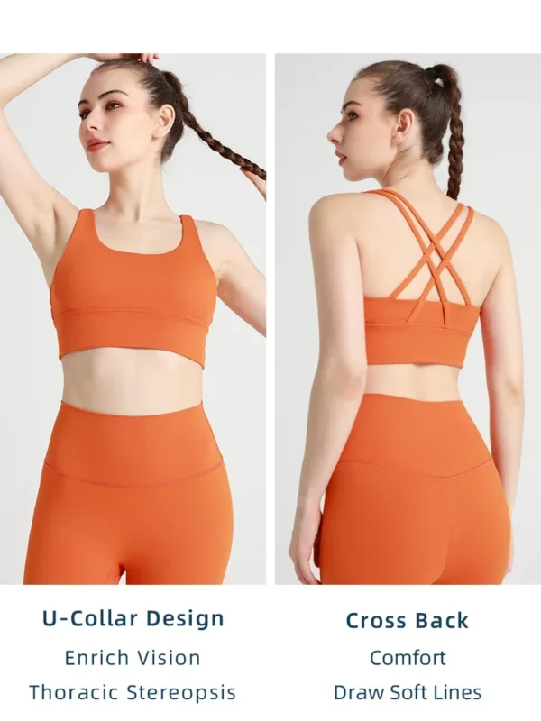 New Summer Sexy Sports Bras Women Fitness Vest Sports Top Cross Back Yoga Bra Running Fitness Breathable Shockproof Yoga Bra - obrazek 3