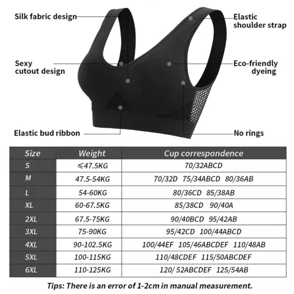 Seamless Mesh Women Sports Bras Fitness Gym Running Underwear Shockproof Bra Wireless 6XL Plus Size Crop Top Breathable Yoga Bra - obrazek 13
