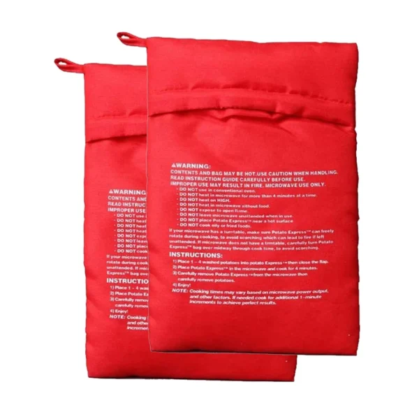 Microwave Potato Bag Reusable Express Microwave Potato Cooker Bag Baked Potato Cooker Perfect Potatoes 4 Minutes Red Baked Pouch - obrazek 8