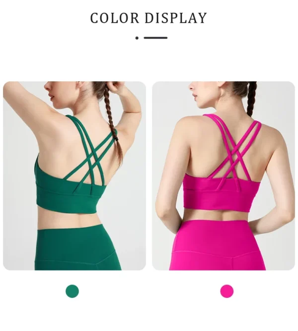 New Summer Sexy Sports Bras Women Fitness Vest Sports Top Cross Back Yoga Bra Running Fitness Breathable Shockproof Yoga Bra - obrazek 25