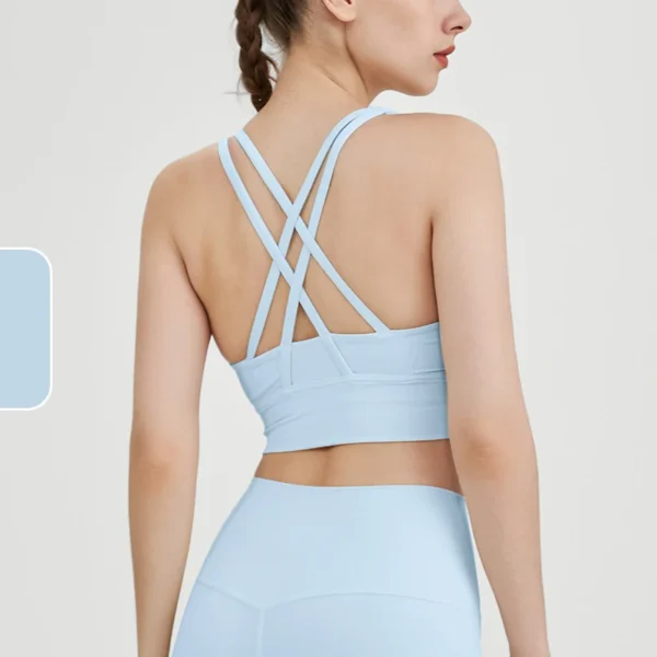 New Summer Sexy Sports Bras Women Fitness Vest Sports Top Cross Back Yoga Bra Running Fitness Breathable Shockproof Yoga Bra - obrazek 15