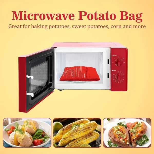 Microwave Potato Bag Reusable Express Microwave Potato Cooker Bag Baked Potato Cooker Perfect Potatoes 4 Minutes Red Baked Pouch - obrazek 5