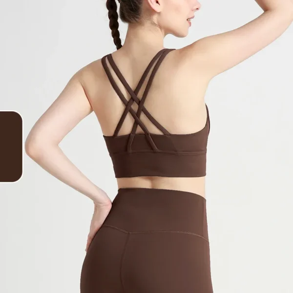 New Summer Sexy Sports Bras Women Fitness Vest Sports Top Cross Back Yoga Bra Running Fitness Breathable Shockproof Yoga Bra - obrazek 10