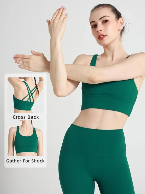 New Summer Sexy Sports Bras Women Fitness Vest Sports Top Cross Back Yoga Bra Running Fitness Breathable Shockproof Yoga Bra - obrazek 2