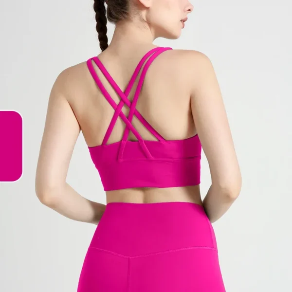 New Summer Sexy Sports Bras Women Fitness Vest Sports Top Cross Back Yoga Bra Running Fitness Breathable Shockproof Yoga Bra - obrazek 16