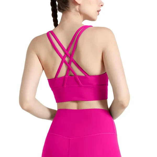 New Summer Sexy Sports Bras Women Fitness Vest Sports Top Cross Back Yoga Bra Running Fitness Breathable Shockproof Yoga Bra - obrazek 6
