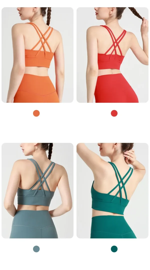 New Summer Sexy Sports Bras Women Fitness Vest Sports Top Cross Back Yoga Bra Running Fitness Breathable Shockproof Yoga Bra - obrazek 26