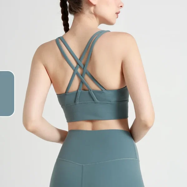 New Summer Sexy Sports Bras Women Fitness Vest Sports Top Cross Back Yoga Bra Running Fitness Breathable Shockproof Yoga Bra - obrazek 12