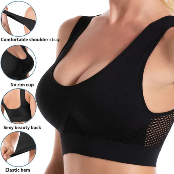 Seamless Mesh Women Sports Bras Fitness Gym Running Underwear Shockproof Bra Wireless 6XL Plus Size Crop Top Breathable Yoga Bra - obrazek 6