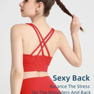 New Summer Sexy Sports Bras Women Fitness Vest Sports Top Cross Back Yoga Bra Running Fitness Breathable Shockproof Yoga Bra