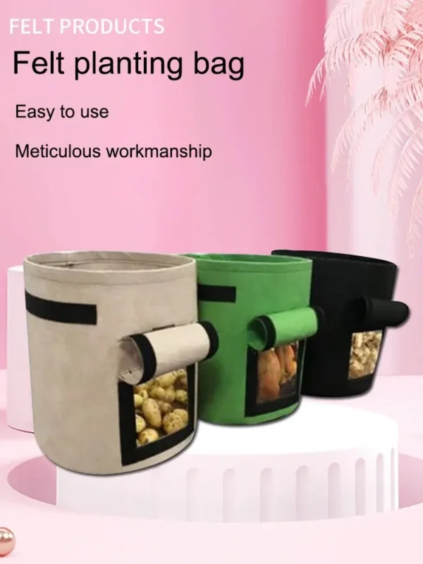 1PC Felt Potato Planting Bag Large Diameter Vegetable Plant Seedling Bag Non-Woven Felt Potato Growing Bucket - obrazek 11