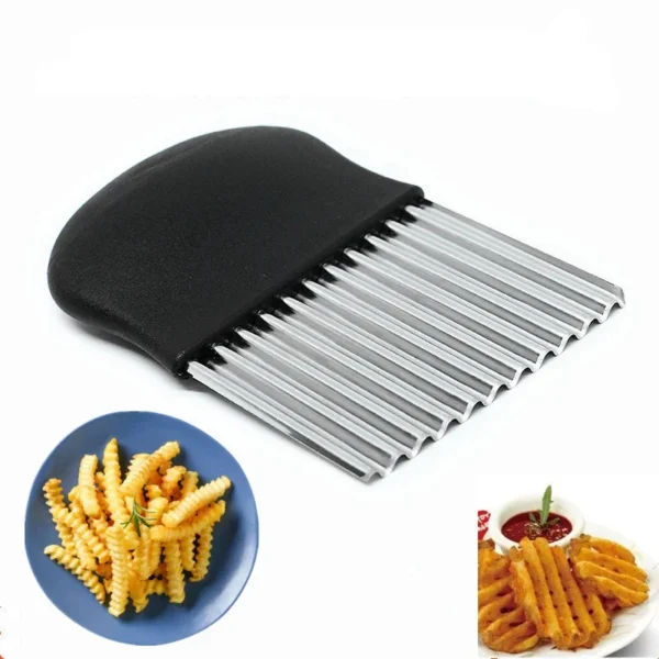 Stainless Steel Potato Chip Slicer Dough Vegetable Fruit Crinkle Wavy Kitchen Knife Cutter Chopper French Fry Maker Tools Gadget - obrazek 7