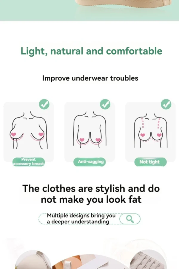 New Non-magnetic Thin Cup Glossy Fat Mm Bra Large Size No Underwire Comfortable Breathable Gathered Women's Underwear - obrazek 11