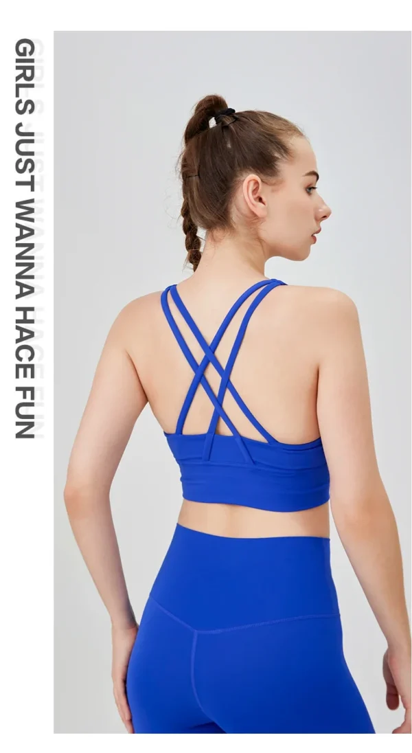 New Summer Sexy Sports Bras Women Fitness Vest Sports Top Cross Back Yoga Bra Running Fitness Breathable Shockproof Yoga Bra - obrazek 43